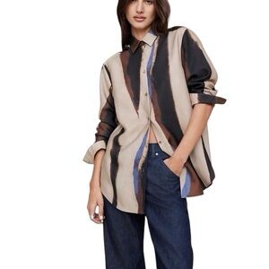 NWOT Banana Republic Oversized Tencel ™ Twill Shirt in Neutral Print - Size XL